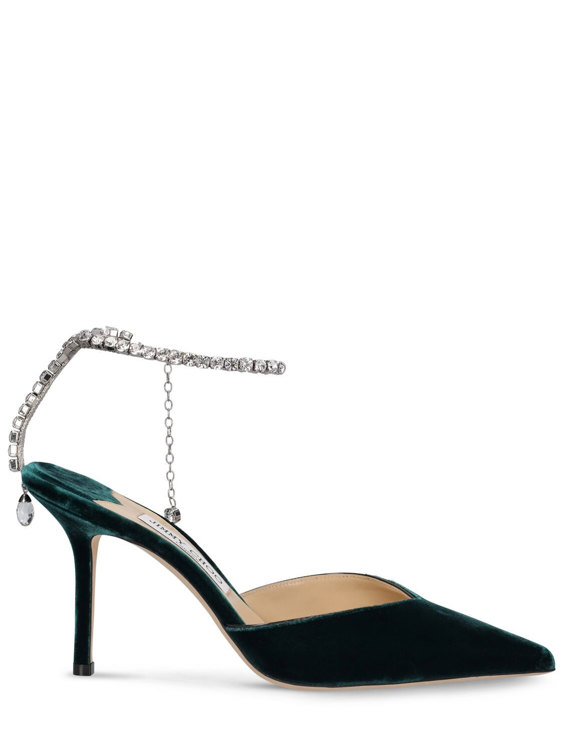 JIMMY CHOO | 85mm Saeda velvet pumps | WOMEN | Dark Green | 35.5 | Cupro Viscose | 197255072262 | Luisaviaroma