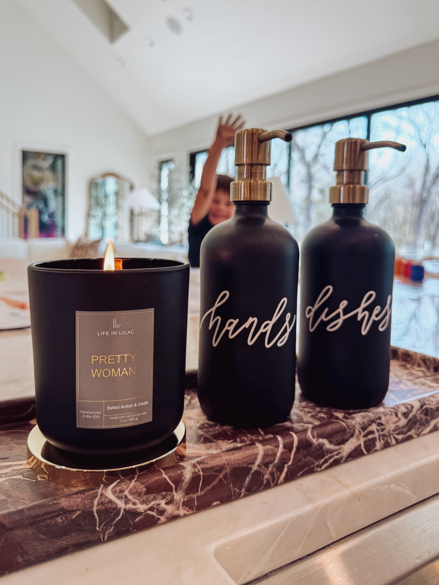 kitchen sink things.. I love using a small serving platter, like this cheese tray, to set my soap and candles on. 

#LTKhome #LTKfamily