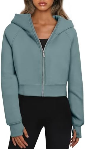 Trendy Queen Womens Zip Up Hoodies Jackets Cropped Sweatshirts Fleece Fall Outfits Casual Comfy Y... | Amazon (US)