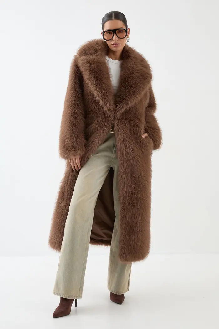MissPap Long Faux Fur Wide Collar Coat | Nordstrom | Nordstrom