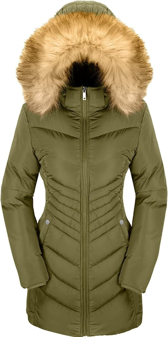Szory Women's Down Jacket Winter Long Puffer Parka Coat with Removable Fur Hood | Amazon (US)