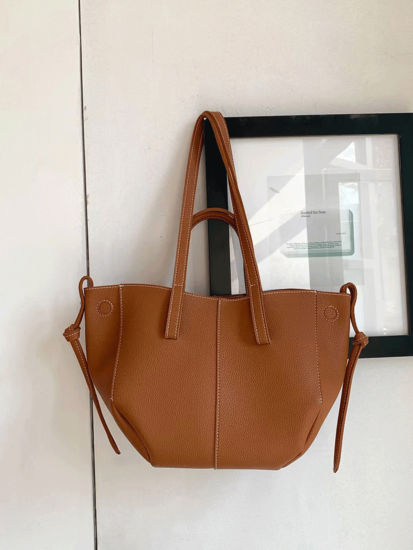 In 2024, The New Fashion Classic Large-Capacity Solid Color Pu Waterproof Fabric Double-Handle Sh... | SHEIN