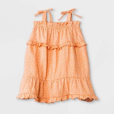 Grayson Mini Baby Girls' Tie Shoulder Dot Dress - Orange | Target