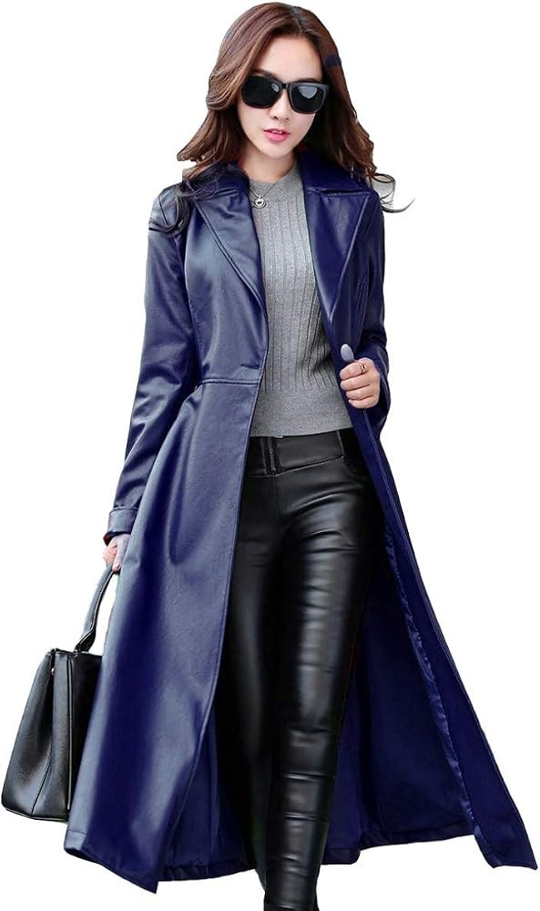 Koza Leathers Women's Lambskin Leather Trench Jacket Over Coat WT021 | Amazon (US)