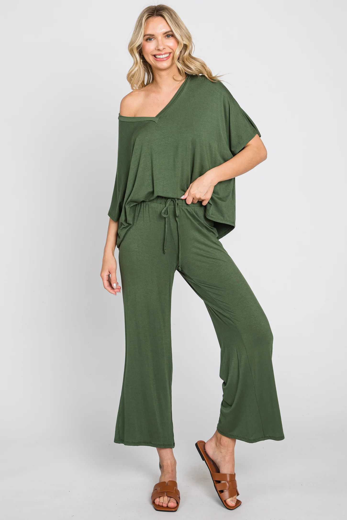 Olive Cropped Pant Set | PinkBlush Maternity