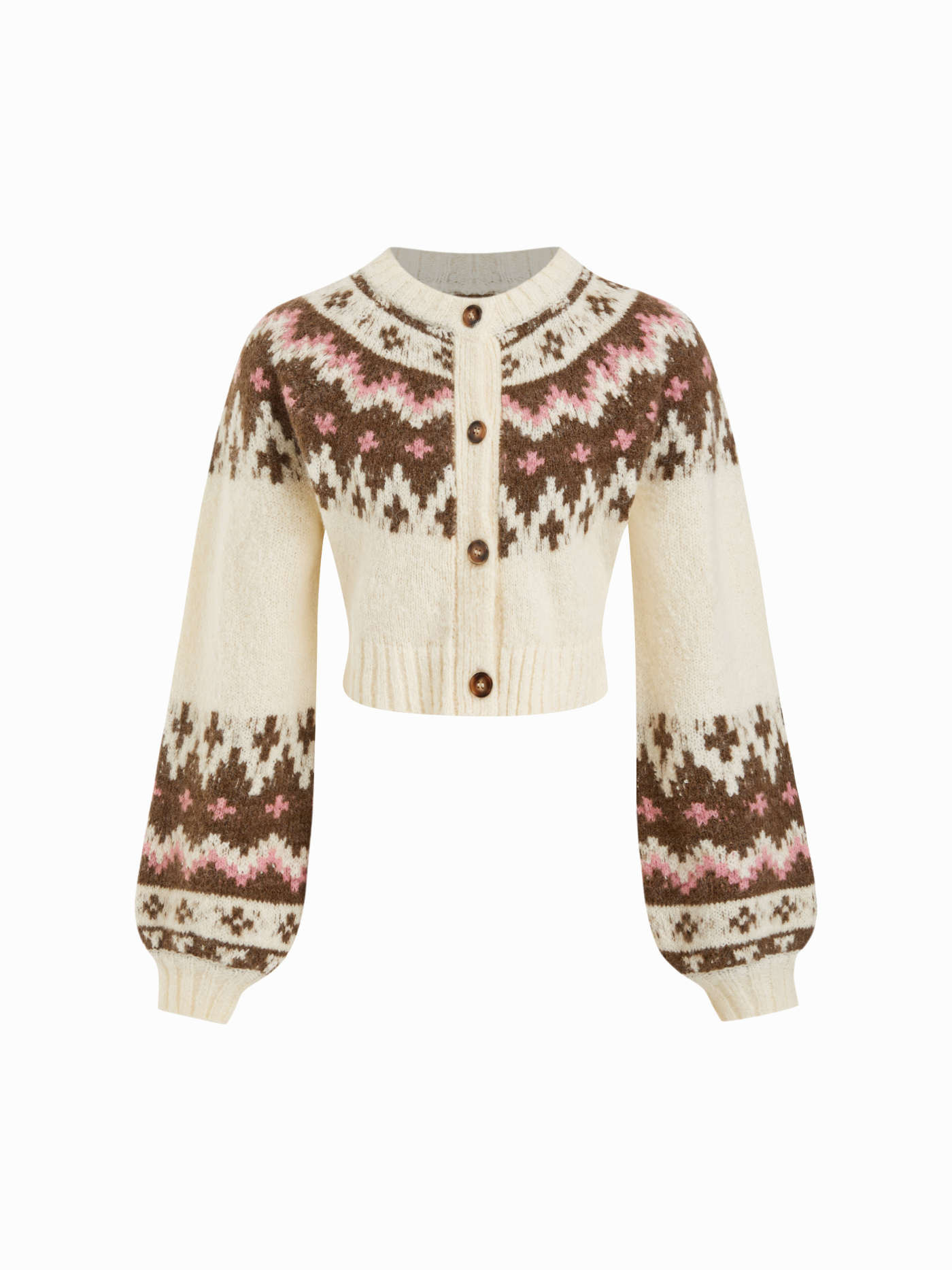 Knit Fabric Knit Round Neckline Fair Isle Button Long Sleeve Cardigan For Daily Casual | Cider