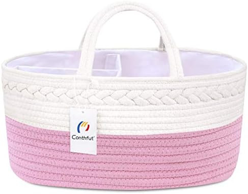 Conthfut Baby Diaper Caddy Organizer 100% Cotton Rope Nursery Storage Bin for Boys and Girls Larg... | Amazon (US)