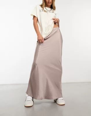 COLLUSION satin maxi skirt in mocha | ASOS (Global)