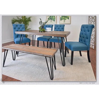 Ashford 6-Piece Dining Set, Hairpin Legs, Compact and Stylish for Modern Homes, Includes Table, 4 Chairs, and Bench | Wayfair North America