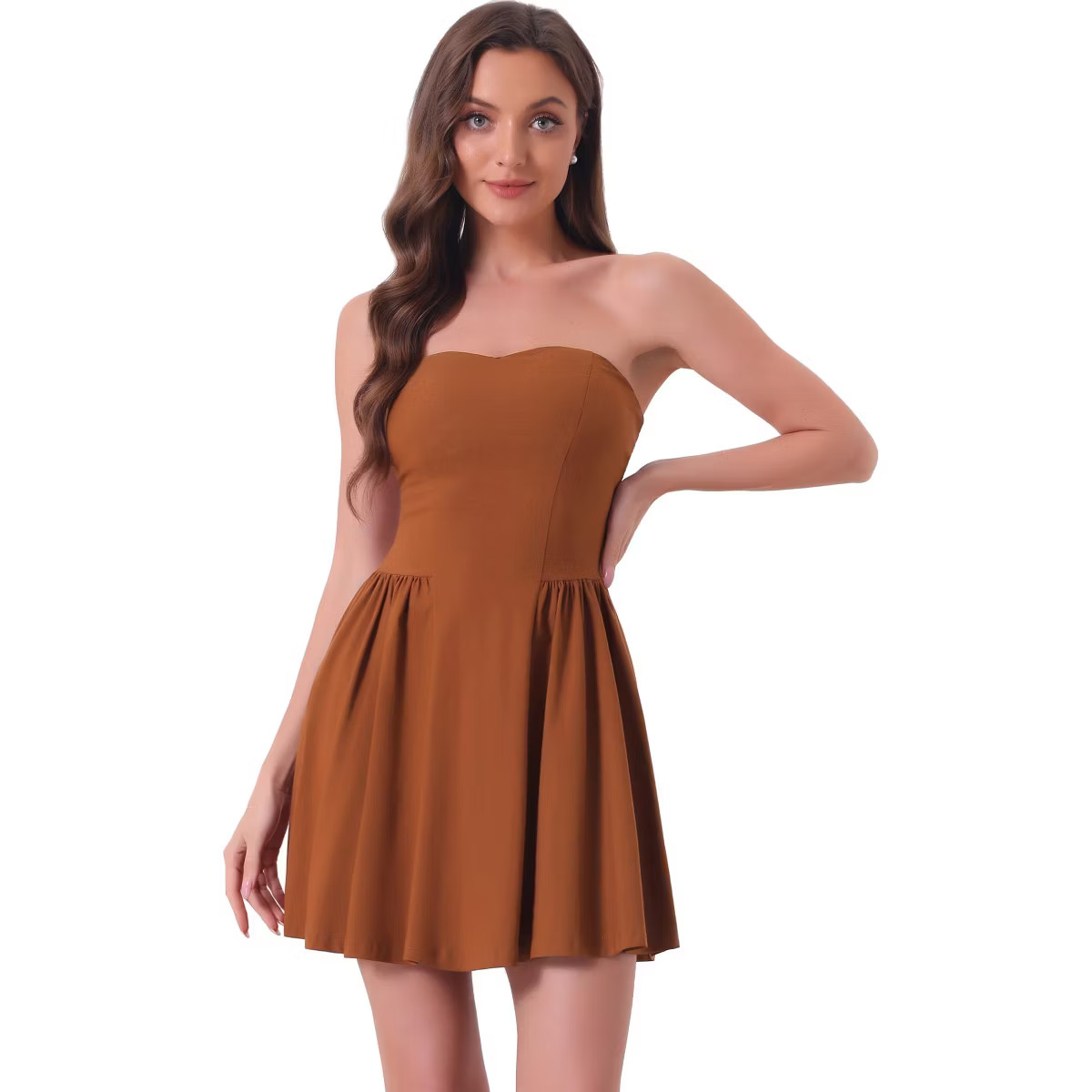 INSPIRE CHIC Women's Strapless Sweetheart Neck Off Shoulder Sleeveless Fit And Flare Mini Party D... | Target