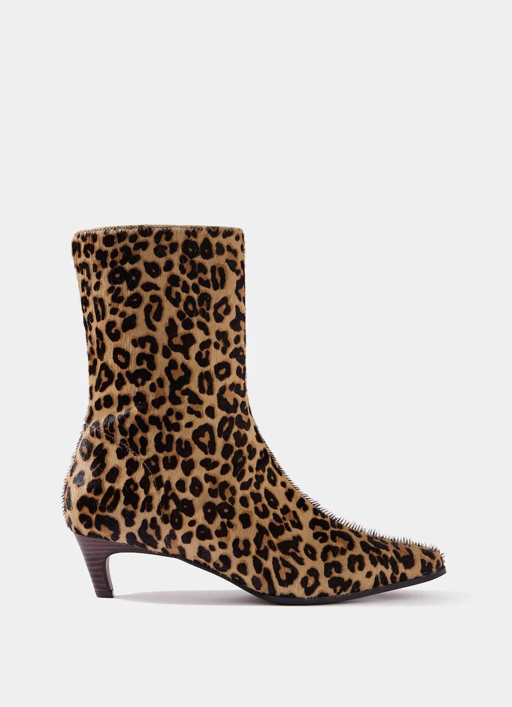 Issy Leopard Print Textured Leather Ankle Boots | Mint Velvet