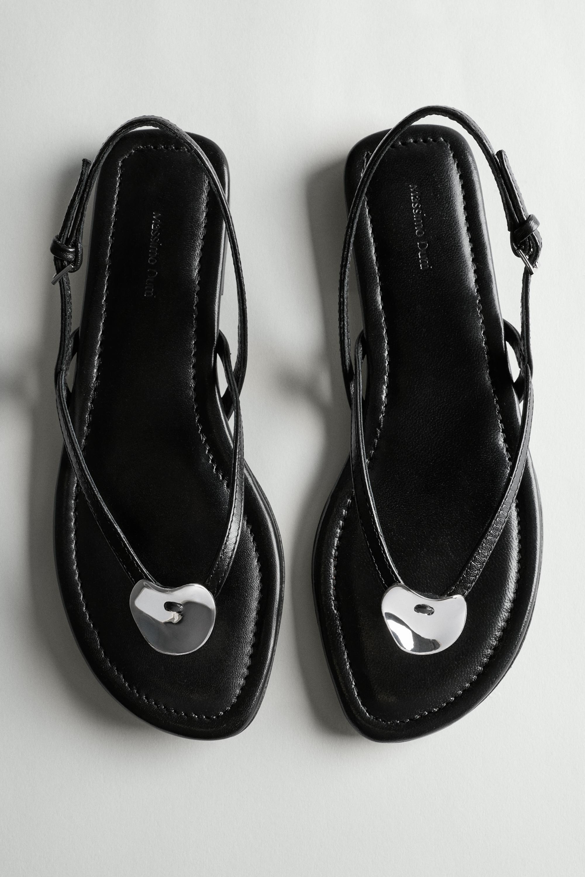 Flat slider sandals with gem detail | Massimo Dutti US