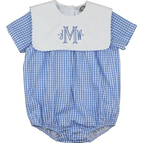 Blue Gingham Square Collar Bubble | Cecil and Lou