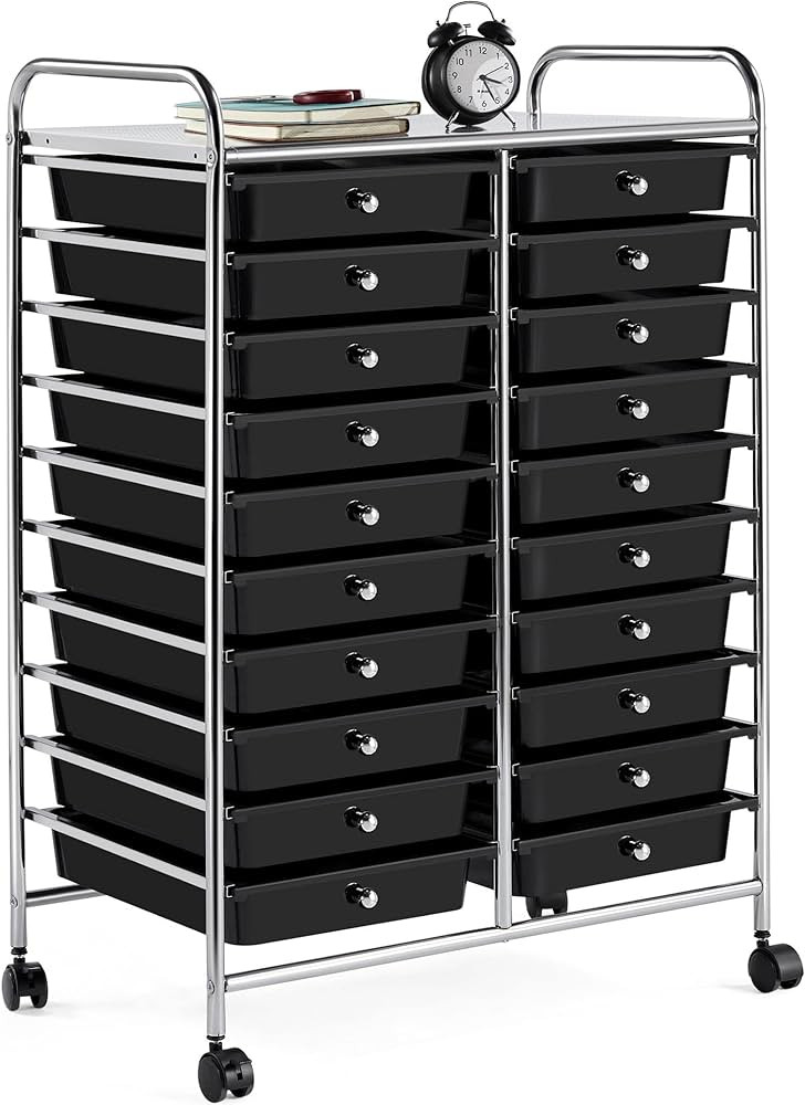Yaheetech 20 Drawers Rolling Storage Cart Multipurpose Movable Organizer Cart Tools Scrapbook Pap... | Amazon (US)