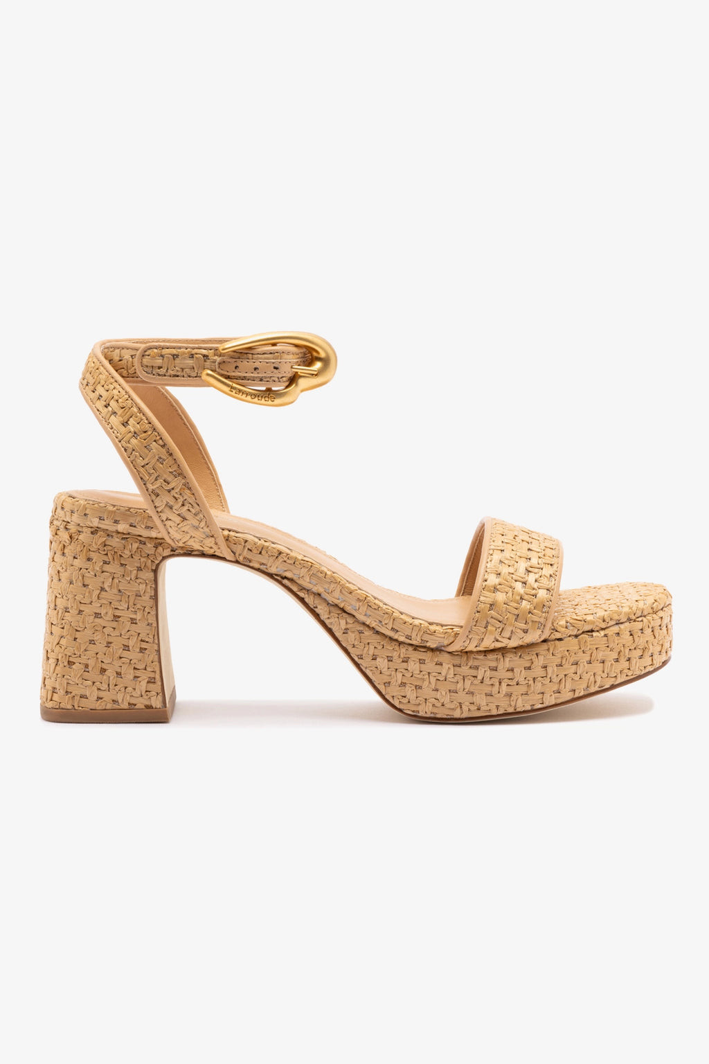 Dolly Verona Low Sandal In Natural Raffia and Beige Leather | Larroude