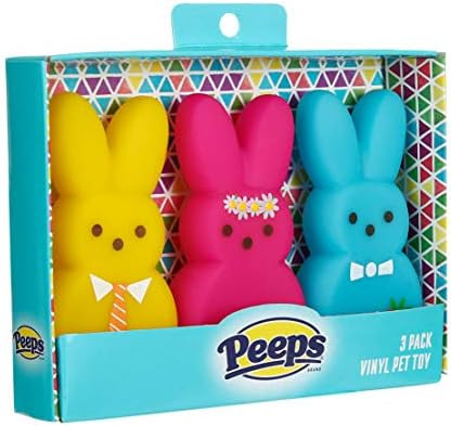 Peeps for Pets 3 Piece Dress-Up Bunnies Vinyl Dog Toys Yellow, Pink, Blue 4 inch Plastic Squeaky Dog | Amazon (US)