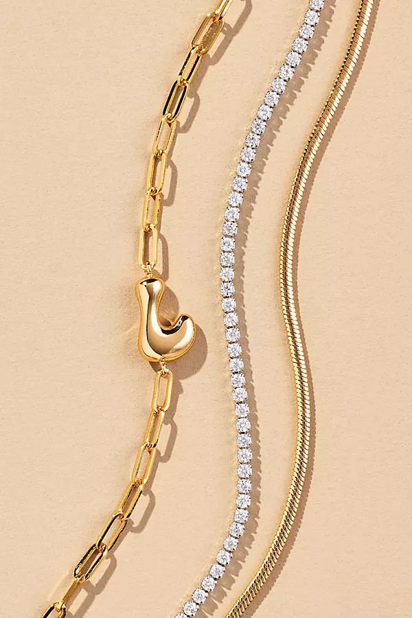 Bubble Letter Monogram Bracelets, Set of 2 | Anthropologie (US)