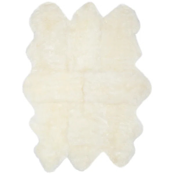 Mera Handmade Sheepskin White Rug | Wayfair North America