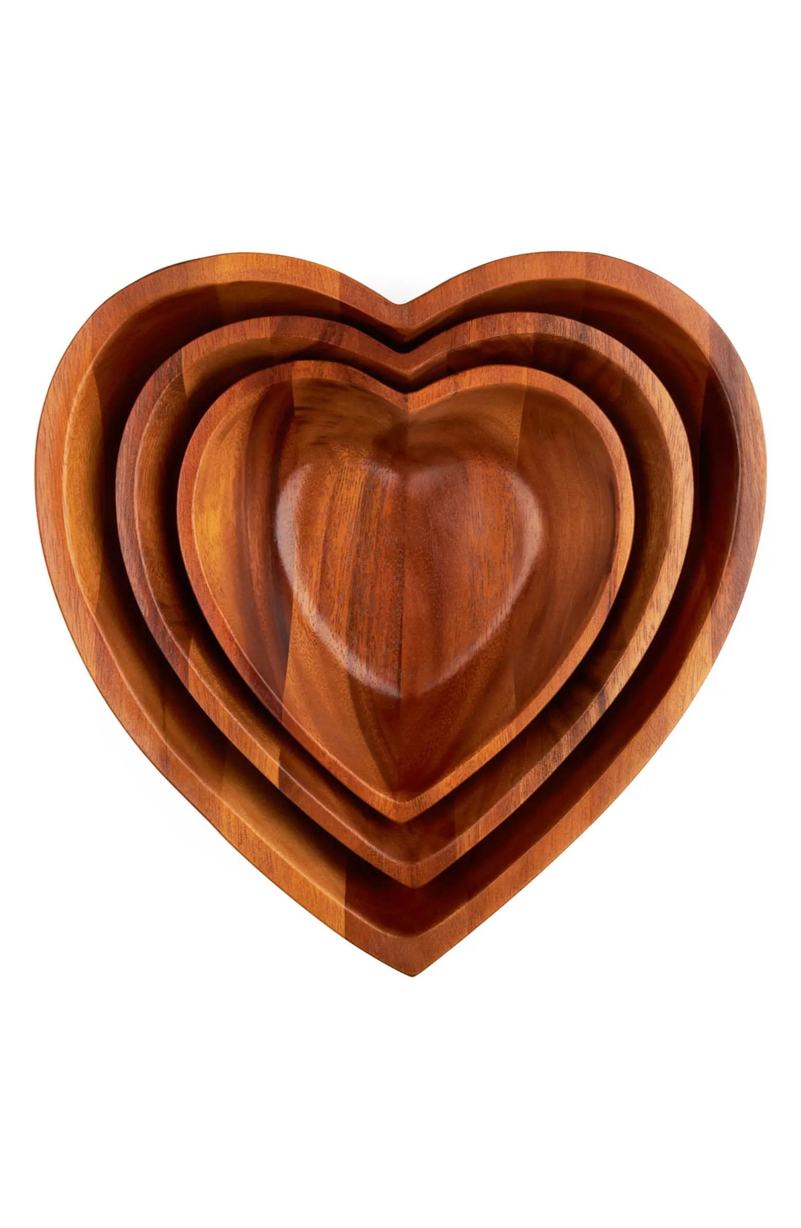 Eat Your Heart Set of Three Acacia Wood Nesting Bowls | Nordstrom