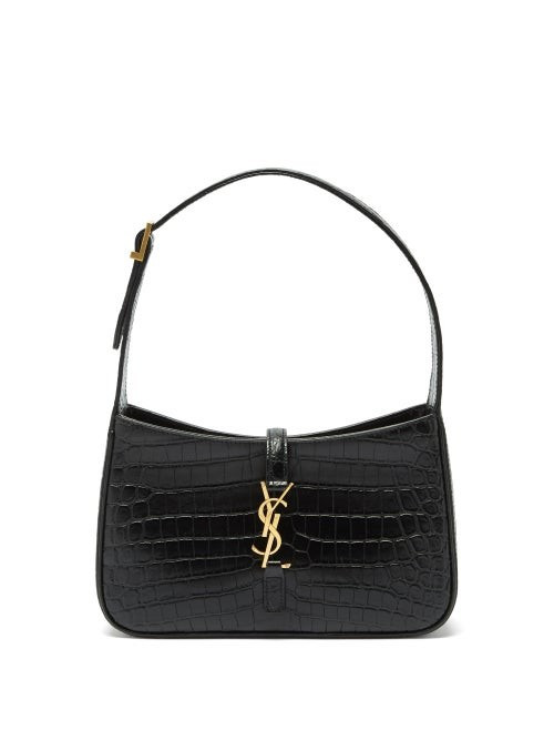 Saint Laurent - Le 5 À 7 Crocodile-effect Leather Shoulder Bag - Womens - Black | Matches (UK)