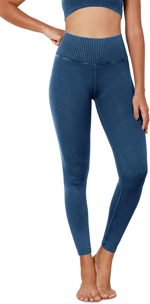 ODODOS Vintage 7/8 Length Seamless Leggings for Women Ribbed High Waist Casual Workout Gym Yoga P... | Amazon (US)