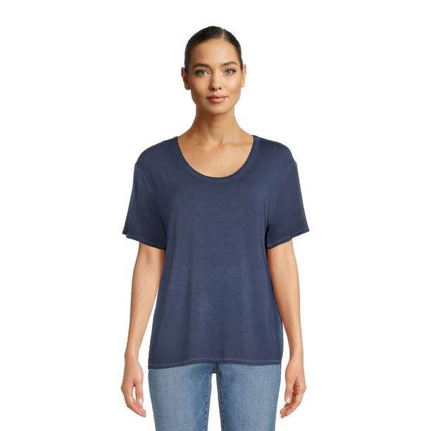 Time And Tru Women's Washed Scoop Neck | Walmart (US)