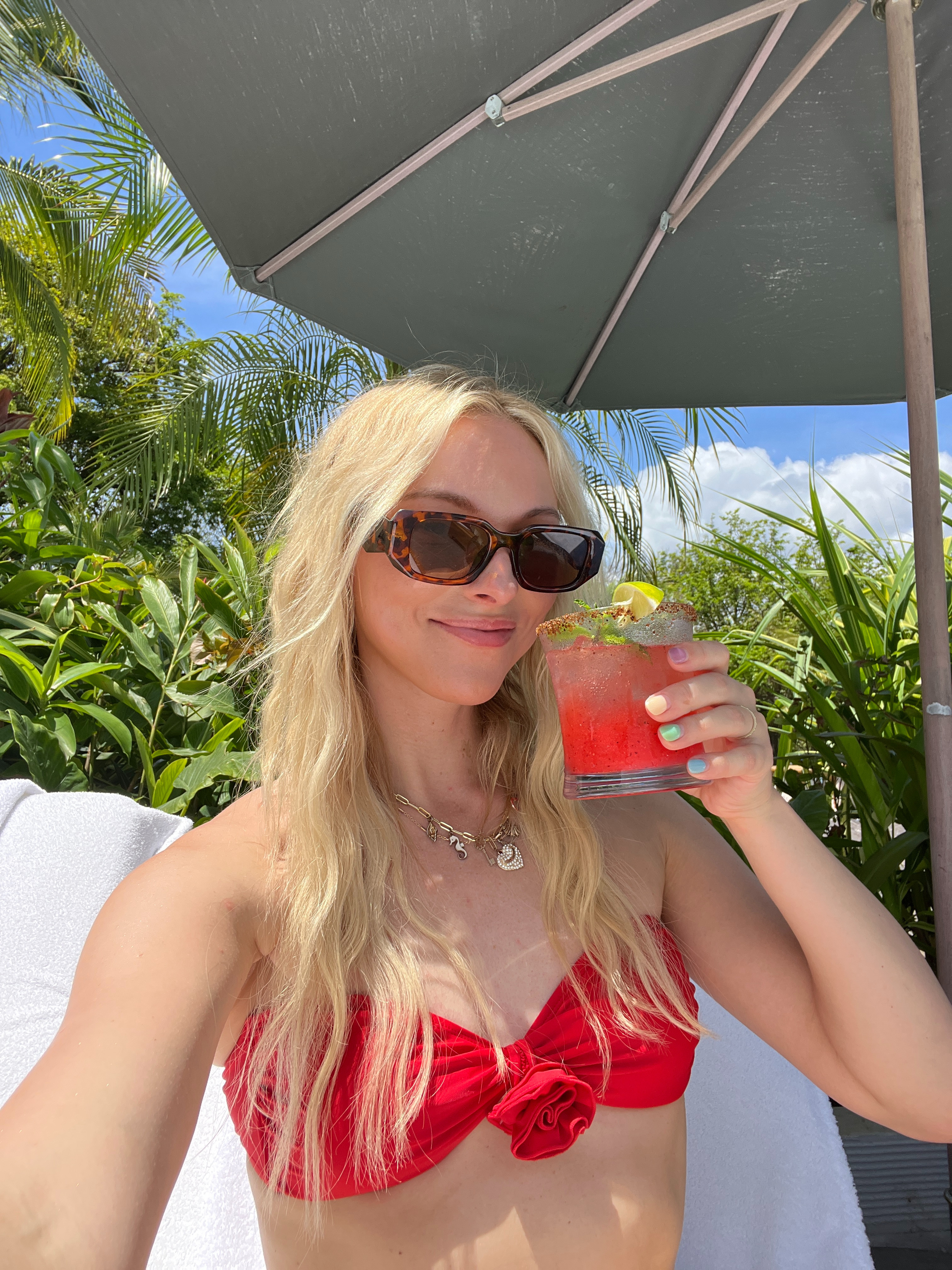 Nothing Better than a red suit and a marg!! <33 Linked my Fave red suits along with the one I'm wearing for you guys. A majority are on sale so stock up before summer! 

 #LTKSeasonal #LTKSwim #LTKTravel