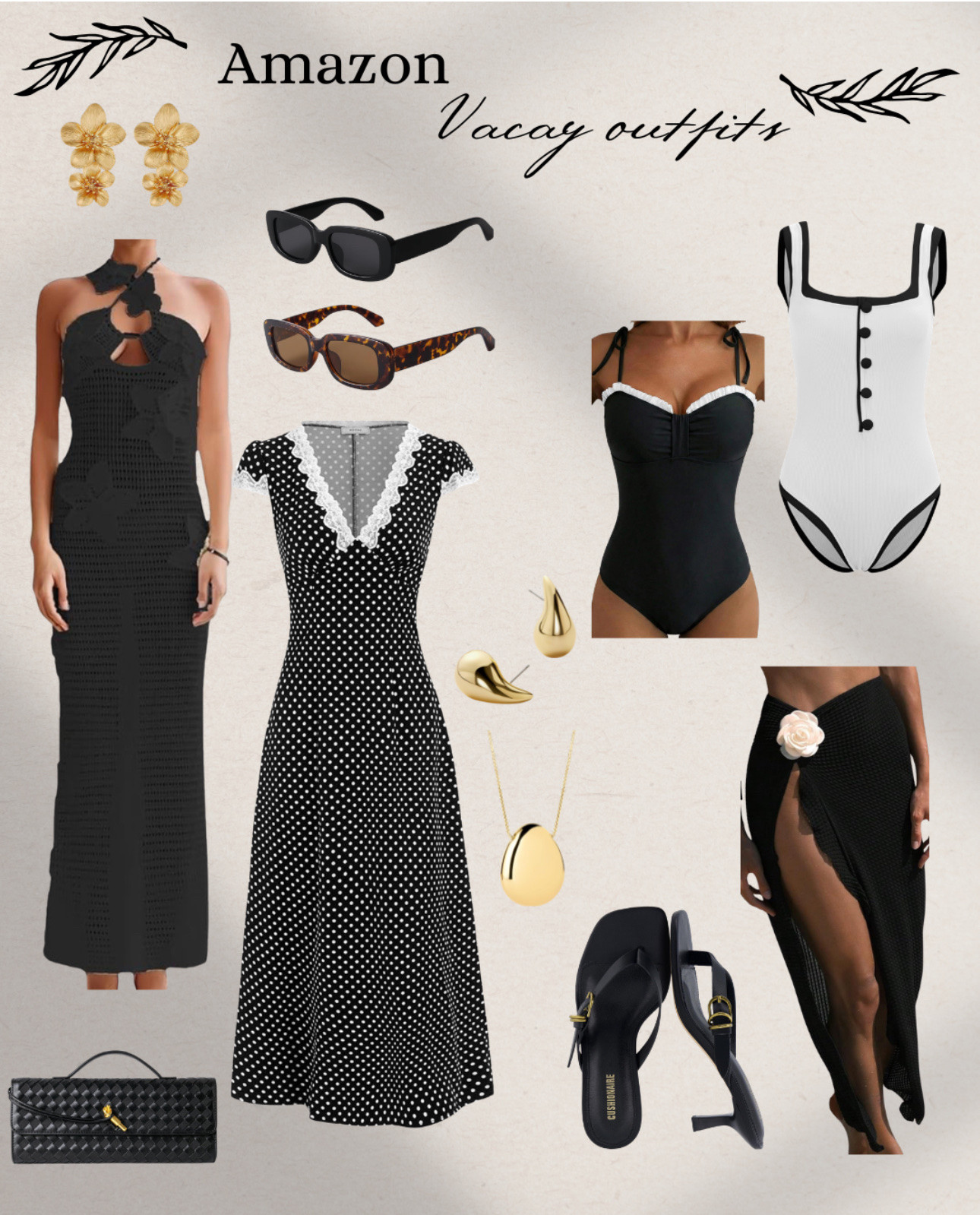 Amazon Vacay Outfits 🖤
Chic, timeless, and giving effortless European summer energy — all from Amazon ✨

From beach days to dinner nights, these black & neutral pieces are the easiest way to look elevated on vacation 🤍

Which look are you packing first? 🖤

#amazonfashion #vacationoutfits #resortwear #blackoutfits #oldmoneystyle #springoutfits #europeansummer #coastalstyle #amazonfinds #ltkstyle #minimalstyle #chicoutfits #summeroutfits #capsulewardrobe #neutralstyle
#LTKootd #LTKgrwm #LTKOver40 #LTKSeasonal

spring outfits 2026, spring dresses, vacation outfits beach, date night outfits, two piece swimsuit, bikini, beach bag, one piece swimsuit, beach cover up, beach dress, black dress, sunglassess

#LTKSaleAlert #LTKTravel #LTKSwim