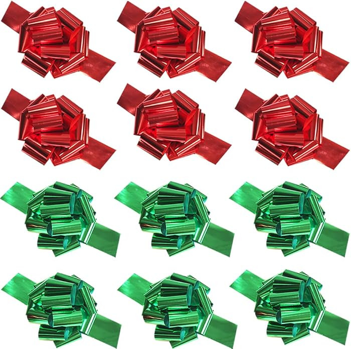 12Pcs Large Christmas Pull Bows,6 Inches Xmas Pull Bows Christmas Ribbon for Presents,Pull Bows f... | Amazon (US)