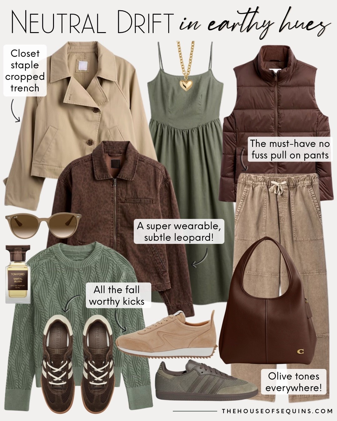 Shop neutral fall outfits! Cropped trench, leopard jacket, puffer vest, chocolate brown sneakers, olive green sneakers, adidas samba, Coach bag, midi dress and more! 

#LTKFindsUnder50 #LTKSaleAlert #LTKFindsUnder100