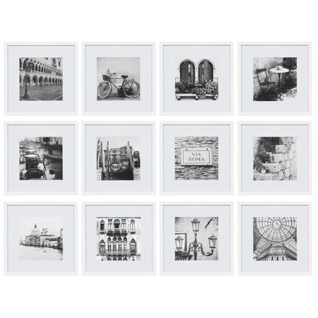 12 Piece 12x12 White Frame Kit, matted to 8"x8" | Walmart (US)