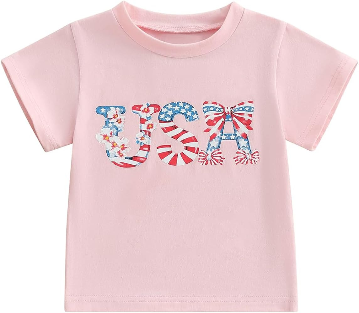 Kids Toddler Girls 4th of July T-Shirt Coquette Bowknot Patriotic USA American Flag Independence ... | Amazon (US)