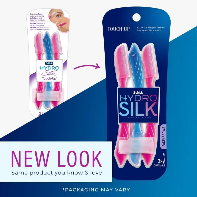 Schick Hydro Silk Touch-up Dermaplaning Tool with Precision Cover, 3 Ct, Womens Facial Razor & Ey... | Walmart (US)