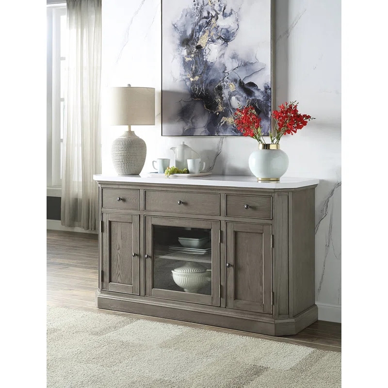 Server, Nature Marble Top & Weathered Oak Finish | Wayfair North America