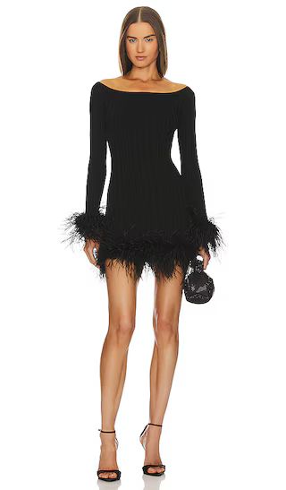 Rosette Feather Trim Mini Dress | Long Sleeve Black Dress With Sleeves Mini Black Dress Mini Dresses | Revolve Clothing (Global)