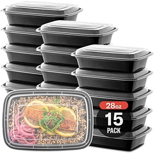 Amazon.com: 15-Pack Meal Prep Plastic Microwavable Food Containers with Tight Safety Lid Covers (... | Amazon (US)