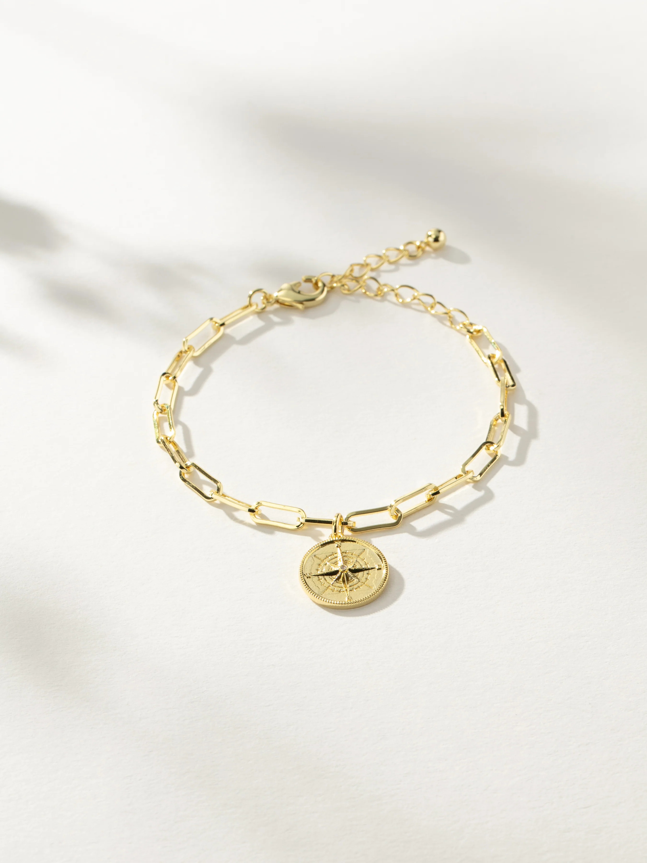 Gold Compass Pendant And Paperclip Chain Bracelet | Uncommon James | Uncommon James