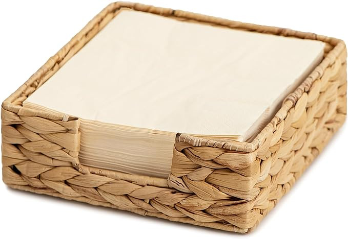 StorageWorks Water Hyacinth Napkin Holder, Wicker Baskets and Serving Tray for Kitchen, Rattan Na... | Amazon (US)