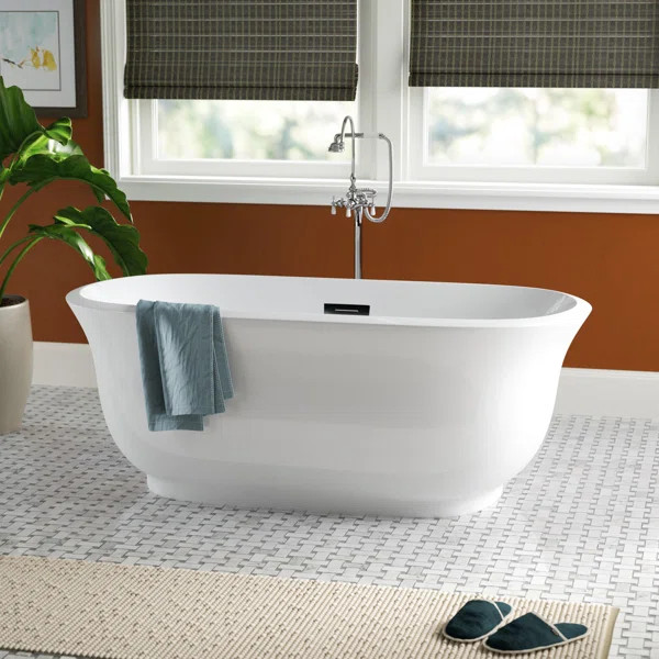 Chaylynn 59'' x 28'' Freestanding Soaking Acrylic Bathtub | Wayfair Professional