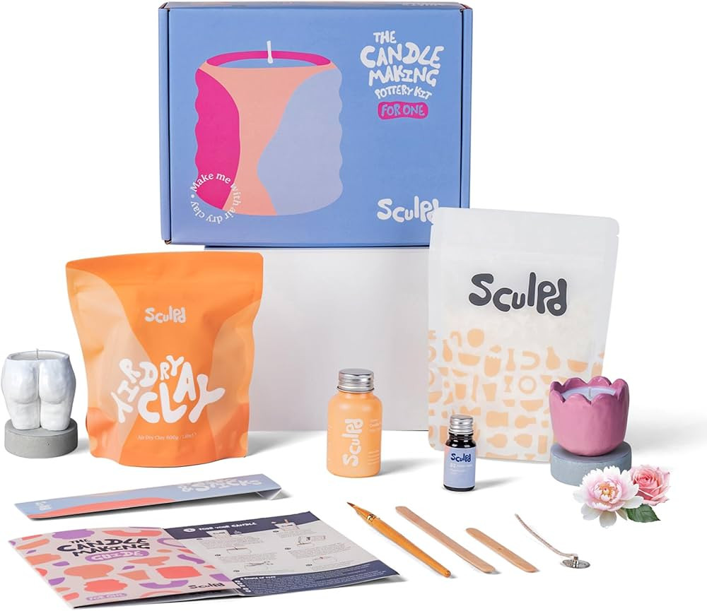 Sculpd Candle Making & Pottery Kit - Complete Art Set: Includes Air Dry Clay, Soy Wax, Fragrance ... | Amazon (US)