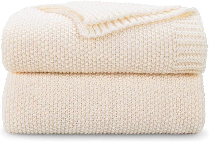 CozeCube Cream Throw Blanket for Couch, Soft Cozy Cable Knit Throw Blanket for Bed Sofa Living Ro... | Amazon (US)