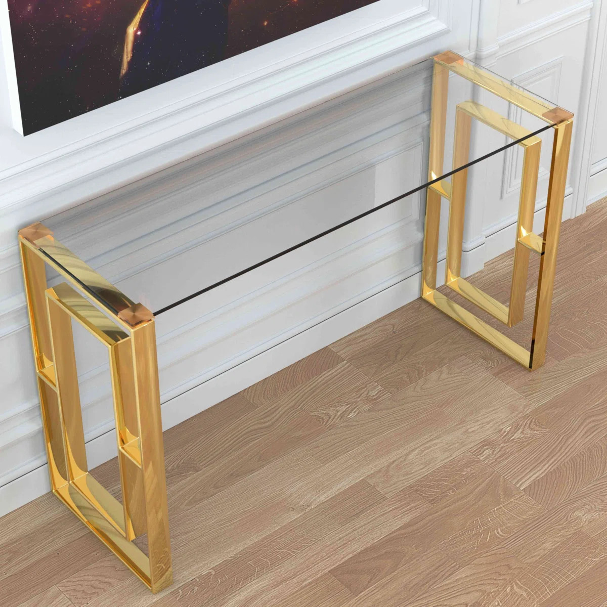 Santillanes 47'' Glass Top Console Table | Wayfair North America
