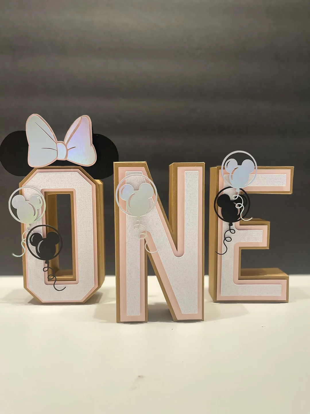 ONE Minnie Mouse Themed 3D Word Sign - Etsy | Etsy (US)