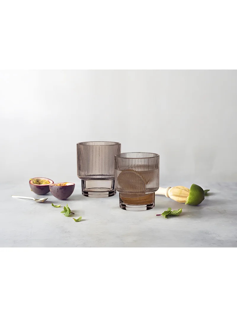 Better Homes & Gardens Stackable Brown Ribbed Glass Tumbler Short, 11.5oz | Walmart (US)