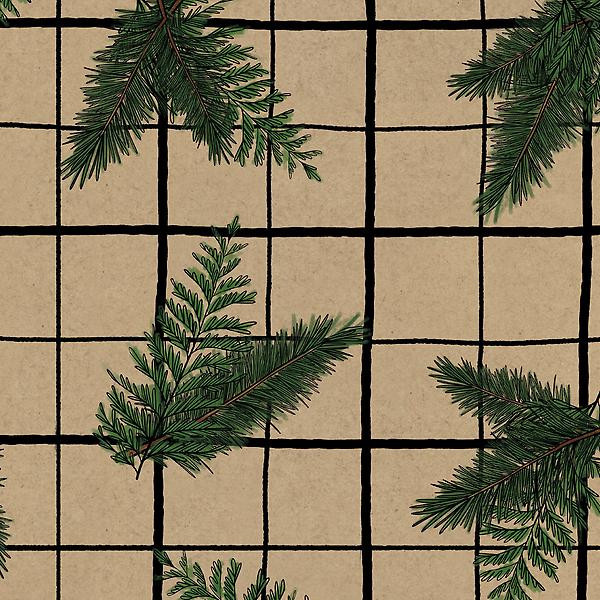 Lady Jayne Sketched Plaid Kraft Wrapping Paper | The Container Store