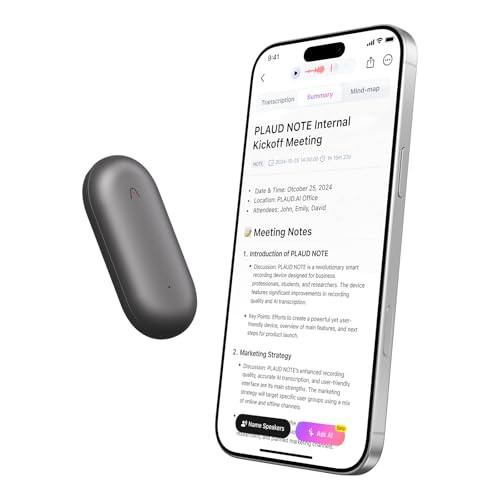 AI Voice Recorder, PLAUD NotePin Voice Recorder, App Control, AI Notetaker, AI Transcribe & Summarize Support 112 Languages, 64GB Memory, Audio Recorder for Lectures, Meetings, Gray | Amazon (US)