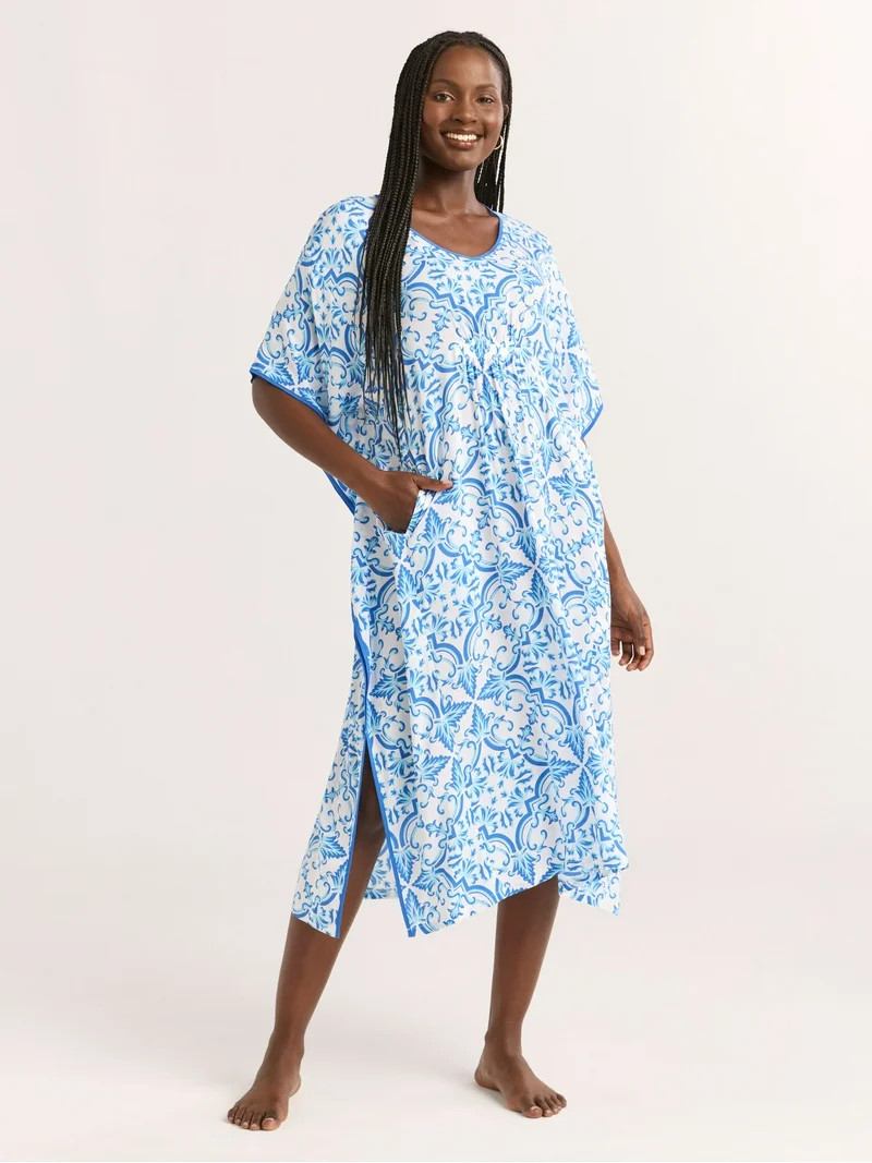 Joyspun Women’s Sleepwear Woven 46” Caftan Nightgown, S-4X - Walmart.com | Walmart (US)