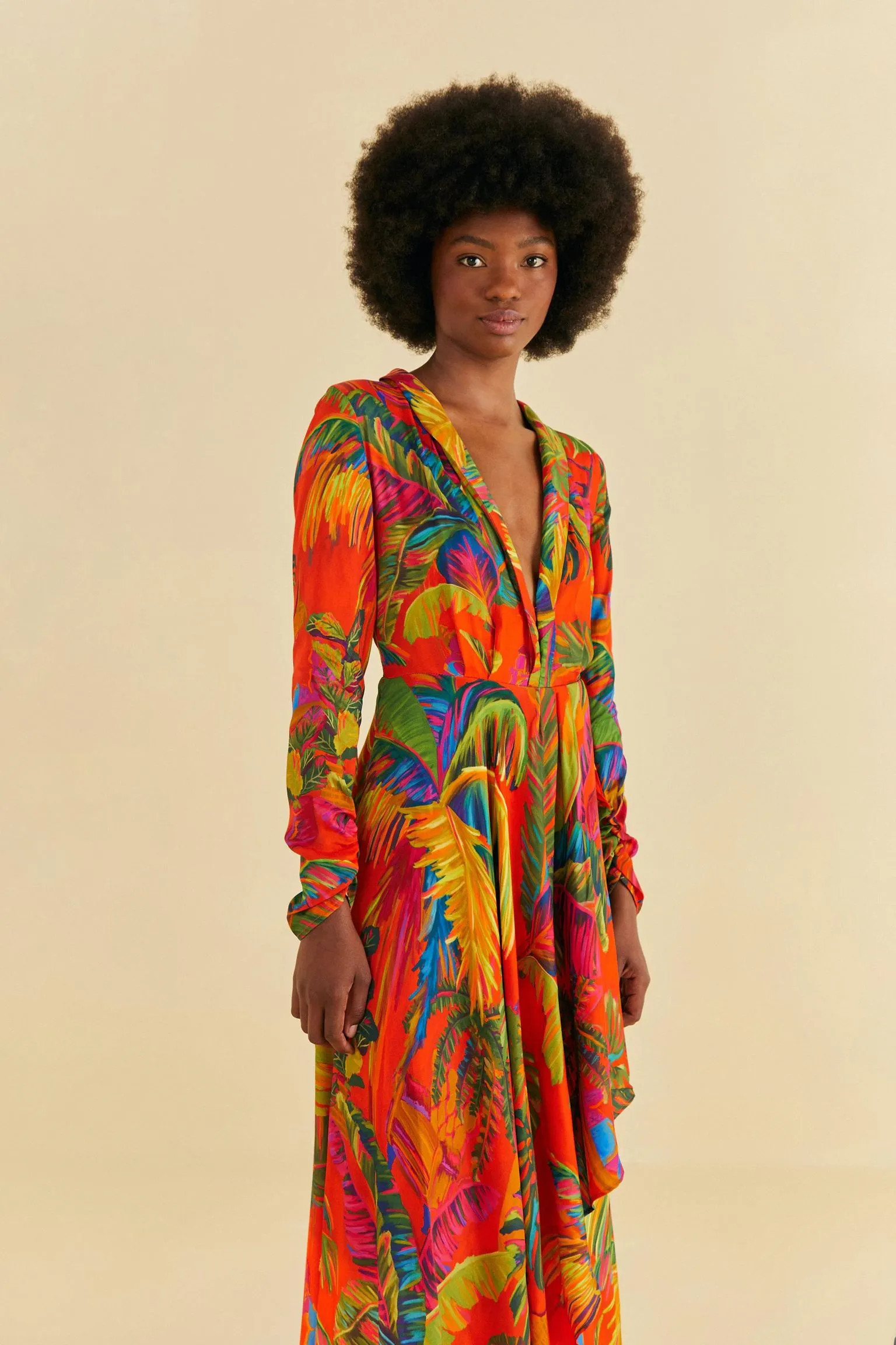 Vestido Longo Manga Estampado Selva Urbana | Farm Rio (BR)