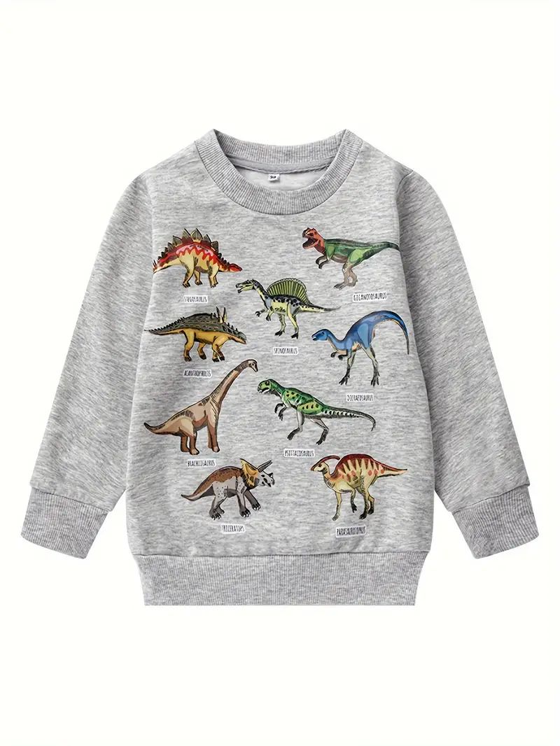 Dinosaurs Print Boys Casual Creative Pullover Sweatshirt - Temu | Temu Affiliate Program