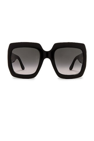 Lines Square Sunglasses in Shiny Black & Grey Gradient | Revolve Clothing (Global)
